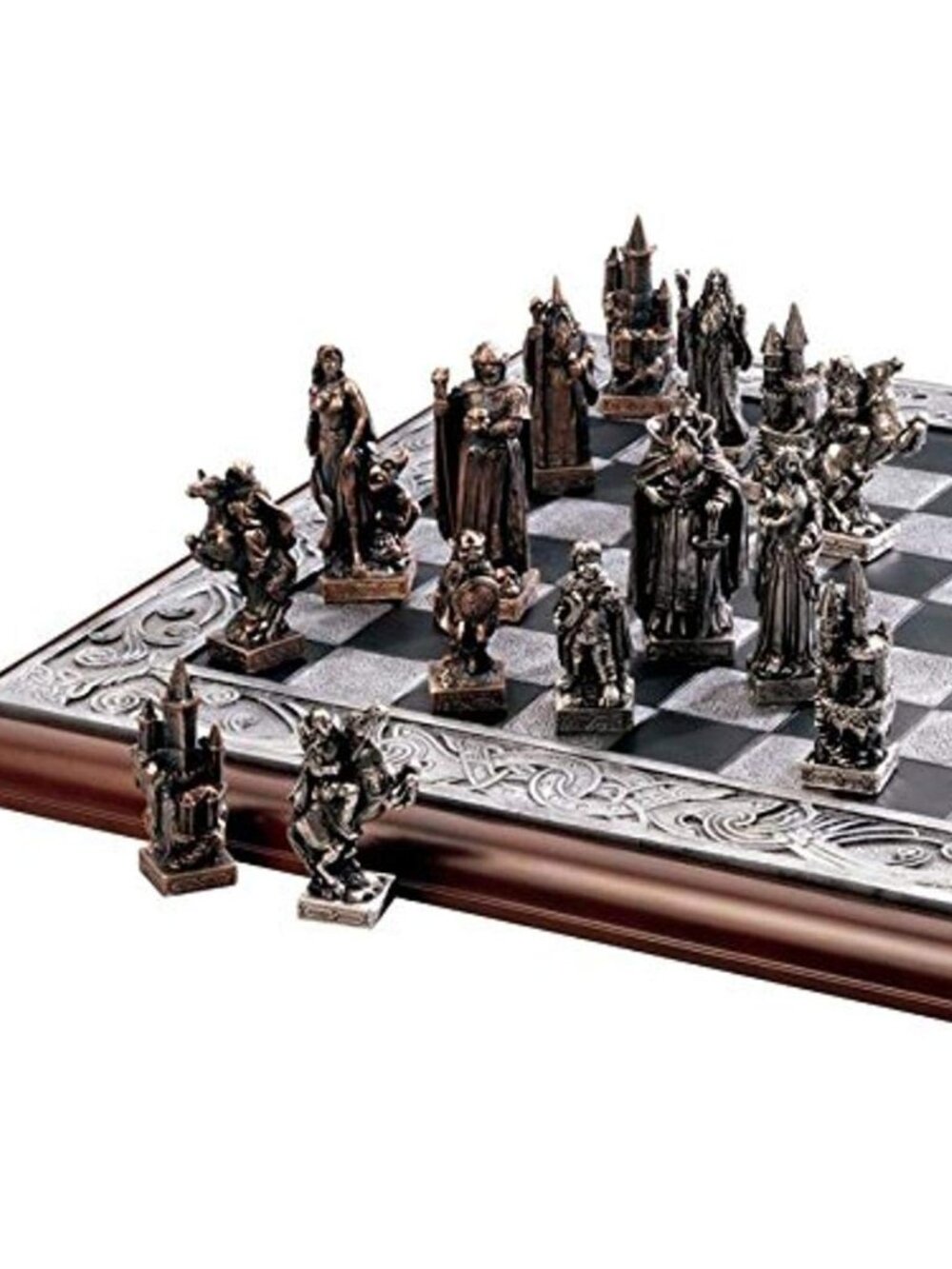 Lord of the Rings Inspired Medieval Fantasy Chess Set Rosewood Board 32 Pcs